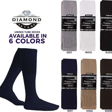 Men's 6 pairs Pack Athletic Tube Socks Running Sports OVER THE CALF Full Cushioned Premium Soft Cotton Big and Tall