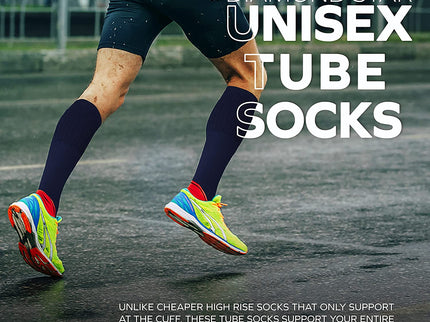 Men's 6 pairs Pack Athletic Tube Socks Running Sports OVER THE CALF Full Cushioned Premium Soft Cotton Big and Tall