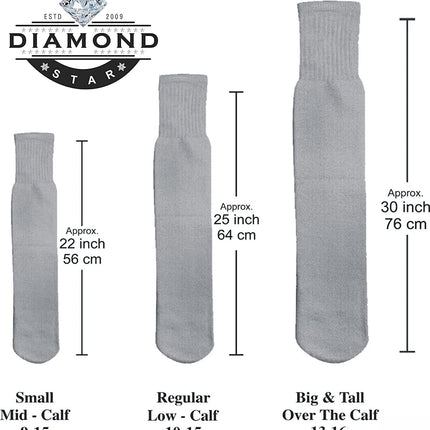 Men's 6 pairs Pack Athletic Tube Socks Running Sports OVER THE CALF Full Cushioned Premium Soft Cotton Big and Tall