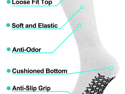 12 Pairs pack Men's & Women's Diabetic Loos Top Therapeutic Anti Slip Non Skid Gripper Soft Cotton Full Cushioned Crew Socks