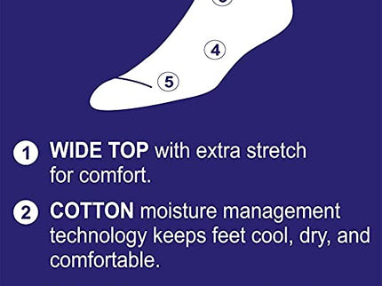 Diamond Star 12 Pack Diabetic Socks, Non-Binding Extra Wide Doctor Approved Cotton Socks for Men’s Women’s Big & Tall Size 13-15