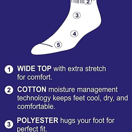 Diabetic Socks, Non-Binding Circulatory Cushion Cotton Crew Socks for Men Big & Tall Extra Wide Top Size 13-15