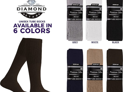 Men's 6 pairs Pack Athletic Tube Socks Running Sports OVER THE CALF Full Cushioned Premium Soft Cotton Big and Tall