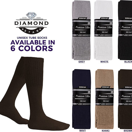 Men's 6 pairs Pack Athletic Tube Socks Running Sports OVER THE CALF Full Cushioned Premium Soft Cotton Big and Tall
