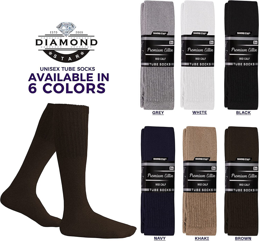 Diamond Star Tube Socks Men Premium Cushion Cotton Over The Calf Athletic Knee High Socks For Men Big & Tall