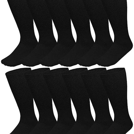 Diabetic Socks, Non-Binding Circulatory Cushion Cotton Crew Socks for Men Big & Tall Extra Wide Top Size 13-15