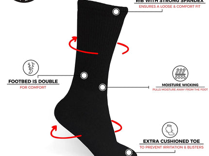 Diamond Star 12 Pack Diabetic Socks, Non-Binding Extra Wide Doctor Approved Cotton Socks for Men’s Women’s Big & Tall Size 13-15