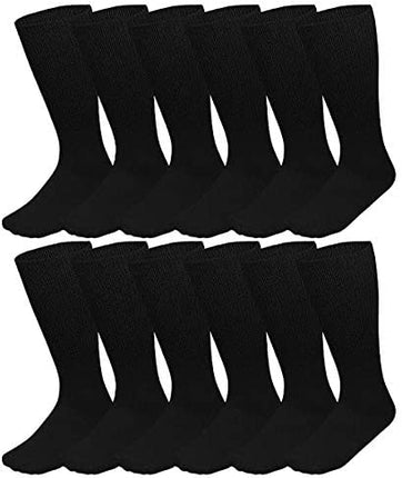 Diabetic Socks, Non-Binding Circulatory Cushion Cotton Crew Diabetic Socks for Men Big & Tall Extra Wide Top