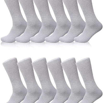 Diabetic Socks, Non-Binding Circulatory Cushion Cotton Crew Socks for Men Big & Tall Extra Wide Top Size 13-15