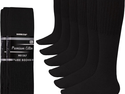 Men's 6 pairs Pack Athletic Tube Socks Running Sports OVER THE CALF Full Cushioned Premium Soft Cotton Big and Tall