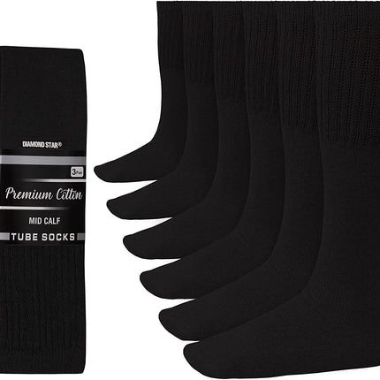 Men's 6 pairs Pack Athletic Tube Socks Running Sports OVER THE CALF Full Cushioned Premium Soft Cotton Big and Tall