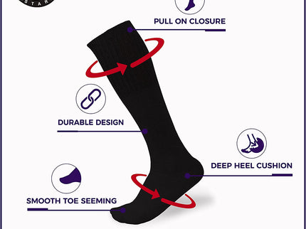 Men's 6 pairs Pack Athletic Tube Socks Running Sports OVER THE CALF Full Cushioned Premium Soft Cotton Big and Tall