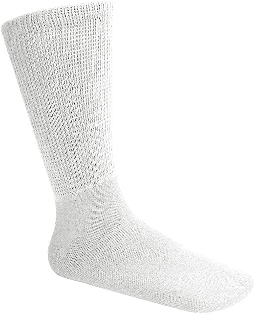 Physicians Approved Diabetic and Circulatory Non-Binding Crew Socks Soft Cotton Pack of 12 Men's Unisex Size 9-11