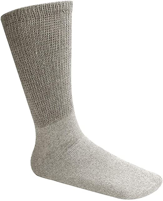 Physicians Approved Diabetic and Circulatory Non-Binding Crew Socks Soft Cotton Pack of 12 Men's Unisex Size 9-11