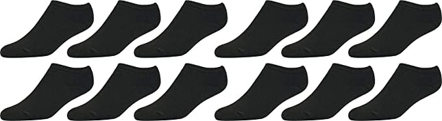 Men/Women No Show Socks Comfy Low Cut Combed Cotton Socks for White/Black 12 Pairs Pack