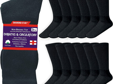 12 Pairs Diabetic Socks, Non-Binding Circulatory Cushion Cotton Crew Diabetic Socks for Men Women Size 9-11, 10-13