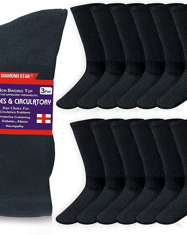 Diabetic Socks, Non-Binding Circulatory Cushion Cotton Crew Diabetic Socks for Men Women