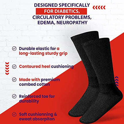 Diamond Star 6 Pairs Men’s Diabetic Socks Unisex Cotton Physician Approved Cushion Diabetic Crew Socks For Mens Womens