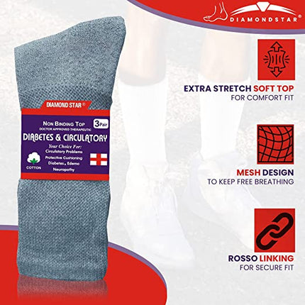 Diabetic Socks, Non-Binding Circulatory Cushion Cotton Crew Diabetic Socks for Men Women 24 Pairs