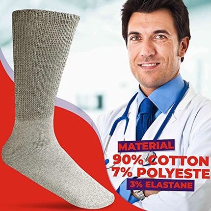 Diamond Star 6 Pairs Men’s Diabetic Socks Unisex Cotton Physician Approved Cushion Diabetic Crew Socks For Mens Womens