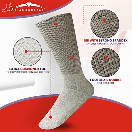Diabetic Socks, Non-Binding Circulatory Cushion Cotton Crew Diabetic Socks for Men Women 24 Pairs