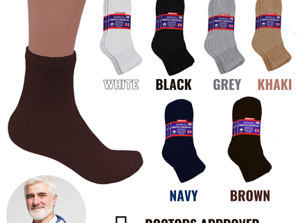 3-12 Pairs Men Women Circulatory Health Diabetic Ankle Quarter Socks  9-11 10-13 13-15