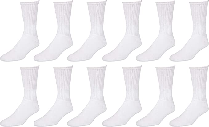 Men’s socks Durable Moisture Control Cotton Crew Socks 6 & 12 Pairs Value Multipack