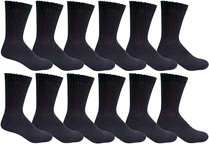 Men’s socks Durable Moisture Control Cotton Crew Socks 6 & 12 Pairs Value Multipack