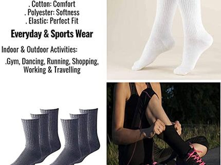 Men’s socks Durable Moisture Control Cotton Crew Socks 6 & 12 Pairs Value Multipack