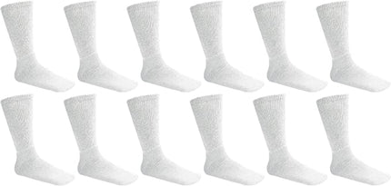 12 Pairs Pack Men's Physicians Approved Diabetic Crew Socks Soft Cotton Size 13-15 Big & Tall