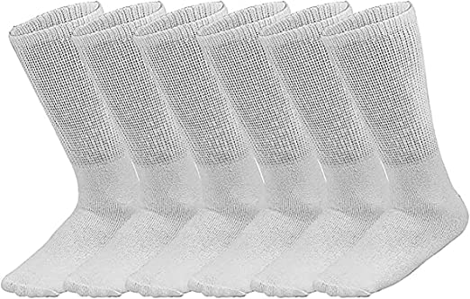 Comfort Doctor Approved Diabetic Crew Socks, Non-Binding Circulatory Cotton Cushion Crew Socks For Men’s Women’s 6-Pairs Socks Size 10-13