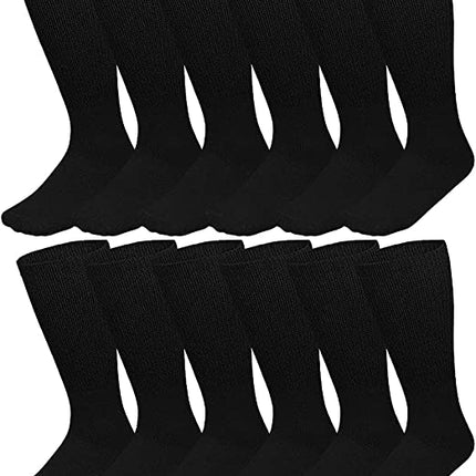 12 Pairs Pack Men's Physicians Approved Diabetic Crew Socks Soft Cotton Size 13-15 Big & Tall