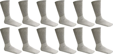 12 Pairs Pack Men's Physicians Approved Diabetic Crew Socks Soft Cotton Size 13-15 Big & Tall