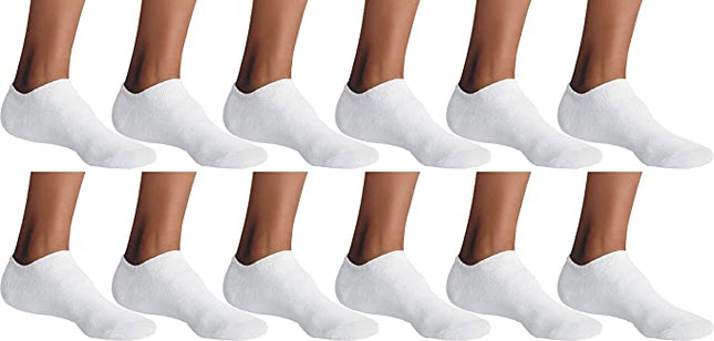 Men/Women No Show Socks Comfy Low Cut Combed Cotton Socks for White/Black 12 Pairs Pack