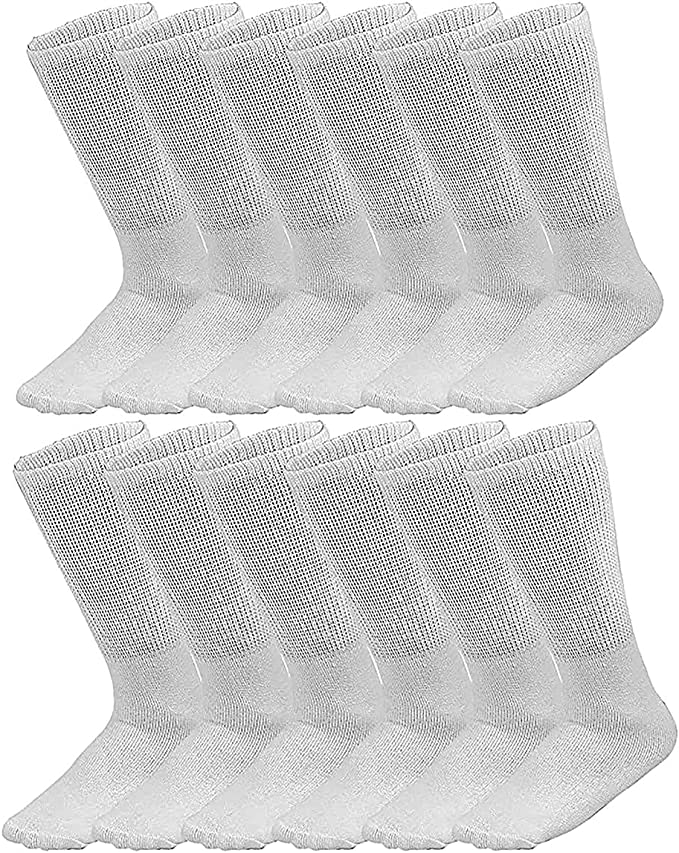 Diabetic Crew Socks Comfort Doctor Approved Non-Binding Circulatory Cotton Cushion Diabetic Socks For Men’s Women’s 6-Pairs Socks Size 10-13