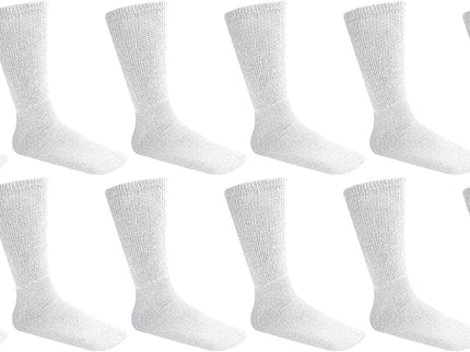12 Pairs Diabetic Socks, Non-Binding Circulatory Cushion Cotton Crew Diabetic Socks for Men Women Size 9-11, 10-13
