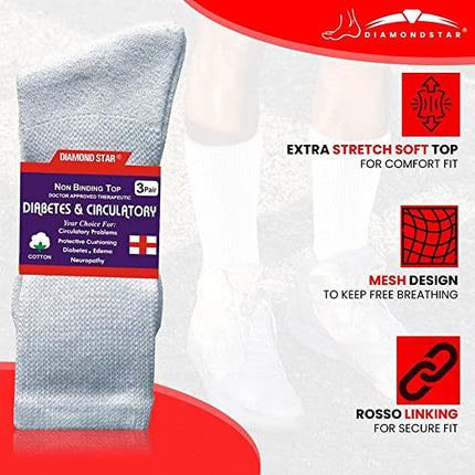 Diabetic Socks, Non-Binding Circulatory Cushion Cotton Crew Diabetic Socks for Men Women 24 Pairs