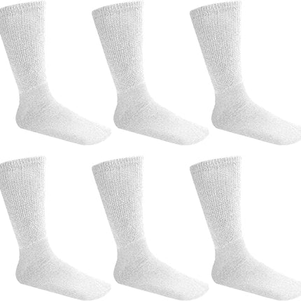 Diamond Star Diabetic Crew Socks Comfort Doctor Approved Non-Binding Circulatory Cotton Cushion Diabetic Socks For Men’s Women’s 6-Pairs Socks Size 10-13