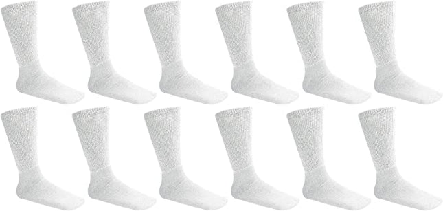 Diabetic Crew Socks Comfort Doctor Approved Non-Binding Circulatory Cotton Cushion Diabetic Socks For Men’s Women’s 6-Pairs Socks Size 10-13
