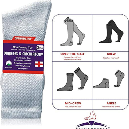 Diabetic Socks, Non-Binding Circulatory Cushion Cotton Crew Diabetic Socks for Men Women 24 Pairs