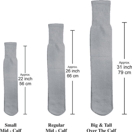 6 Pairs Pack Men's Athletic Tube Socks Running Sports "OVER THE CALF" Full Cushioned Premium Soft Cotton