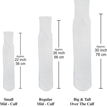 6 Pairs Pack Men's Athletic Tube Socks Running Sports "OVER THE CALF" Full Cushioned Premium Soft Cotton