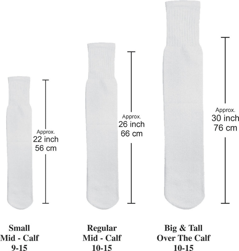6 Pairs Pack Men's Athletic Tube Socks Running Sports "OVER THE CALF" Full Cushioned Premium Soft Cotton