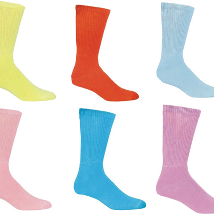 Diamond Star Diabetic Socks Combed Cotton Women's Crew Socks Health Circulatory Physicians Approved Non Binding Top 6 Pack 9-11 Mixed Color