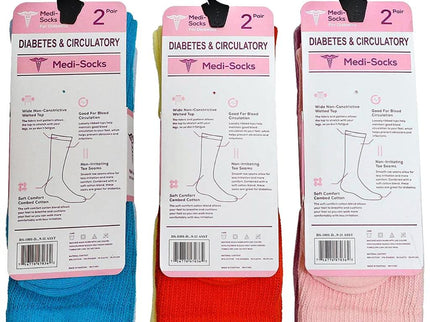 Diamond Star Diabetic Socks Combed Cotton Women's Crew Socks Health Circulatory Physicians Approved Non Binding Top 6 Pack 9-11 Mixed Color