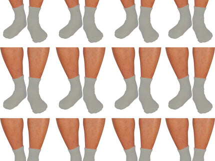 12 PAIRS PACK DIABETIC SOCKS FOR MEN WOMEN NON-BINDING DOCTOR APPROVED ANKLE SOCKS WHITE , BLACK , GREY COLORS