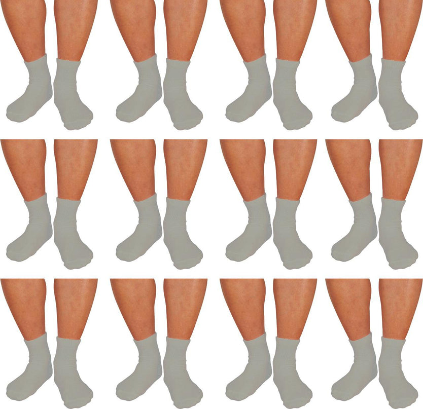12 PAIRS PACK DIABETIC SOCKS FOR MEN WOMEN NON-BINDING DOCTOR APPROVED ANKLE SOCKS WHITE , BLACK , GREY COLORS