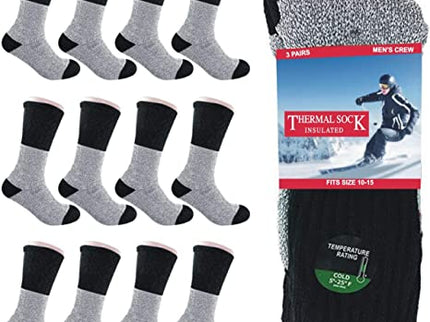 12 Pairs pack Men's Ultra Warm Thermal Winter Socks Thick Boot Socks , Size 10-15