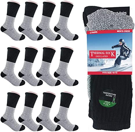 12 Pairs pack Men's Ultra Warm Thermal Winter Socks Thick Boot Socks , Size 10-15