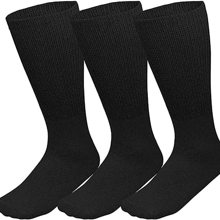 Comfort Doctor Approved Diabetic Crew Socks, Non-Binding Circulatory Cotton Cushion Crew Socks For Men’s Women’s 3-Pairs Socks Size 13-15